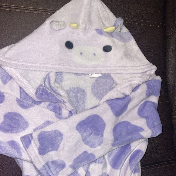 Squishmallows Purple Bubba Cow Bathrobe with Hoodie Girls Size 10 - Picture 6 of 7